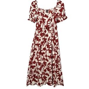 Womens Floral Midi Fit & Flare Dress Size 4 Boho Cowgirl Cottage core Prairie‎